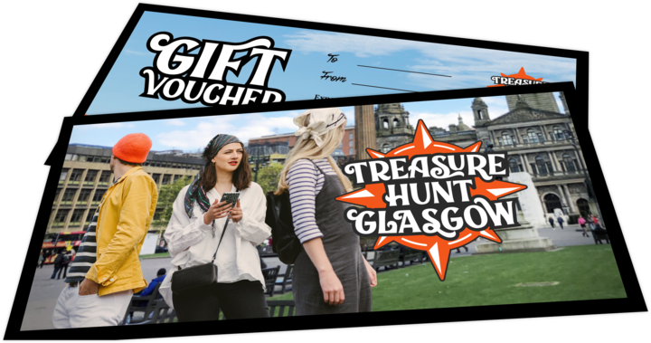A photo of a physical gift voucher for Treasure Hunt Glasgow.